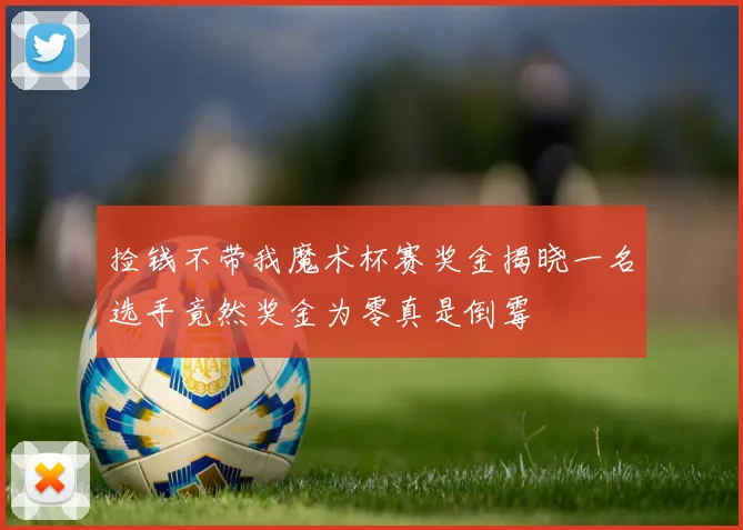 捡钱不带我魔术杯赛奖金揭晓一名选手竟然奖金为零真是倒霉